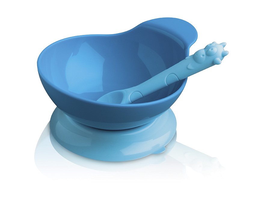 Blue Silicone Baby Bowl & Spoon Set CKS Zeal Vibrant Home
